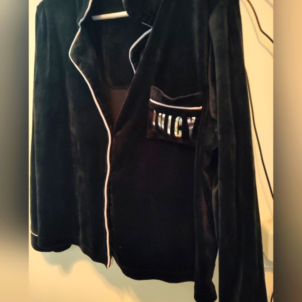 Juicy Couture Black Xl Pajama Top Velvet Women's Jacket